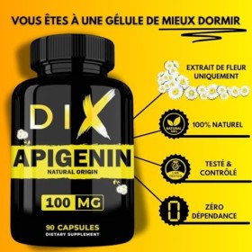 APIGENINE | 100% Naturel | Extrait de Camomille | Meilleur Sommeil | Relaxation | Capsules Végétale | Bien êtres | NAD+