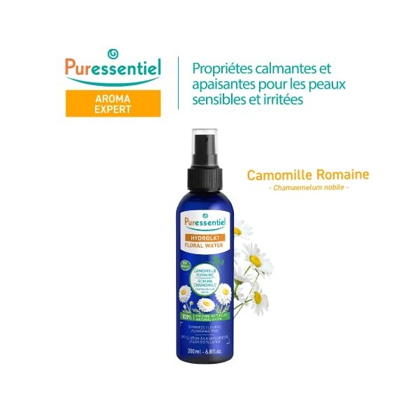 Puressentiel – Hydrolat de Camomille Romaine BIO – 100% Pure et naturelle - certifié Ecocert – Peaux sensibles & irritées – C