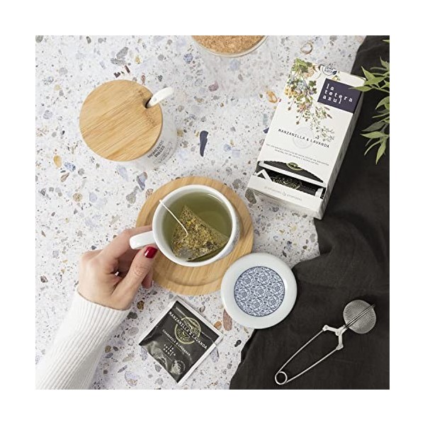 LA TETERA AZUL - Infusion Camomille et Lavande. infusion digestive organique Pyramides. Camomille et Lavande. 20 pyramides.