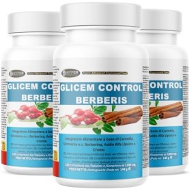 Hyper Glicem Control Berberis 180 Comprimés - pour la Glycemie avec Berberine, Gymnema, Cannelle, Acide Alpha-Lipoïque et Pic