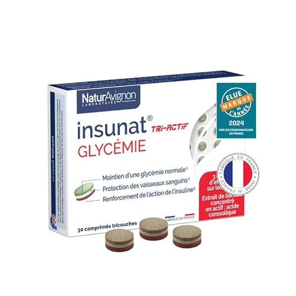 Laboratoire NaturAvignon Insunat Tri-Actif | Comprimé 3 Couches | Banaba, Cannelle, Zinc, Chrome et Vitamine C | Aide à Régu