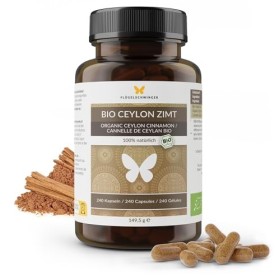 240 capsules de cannelle de Ceylan BIO pour 4 mois, hautement dosées, fabriquées en Allemagne, qualité bio certifiée, 100% na