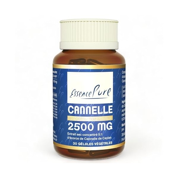 Cannelle de Ceylan 2500 mg Essence Pure- Cannelle de Ceylan authentique - 5 fois plus concentrée que lécorce de cannelle en 