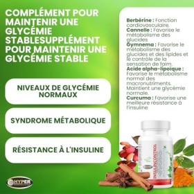 Hyper INSULINCONTROL 180 Comprimés - Complément alimentaire avec Berbérine, Cannelle, Gymnema, Myo Inositol - Taux de Glycémi