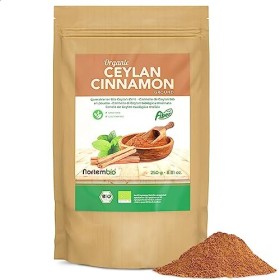 Nortembio Cannelle de Ceylan Biologique en Poudre 250 g. Origine 100% Naturel. Cannelle Moulue sans Additifs ni Conservateurs