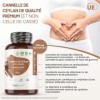 Cannelle de Ceylan Bio 1000mg - 180 Gélules Vegan 3Mois - Source de Vitamine A, Vitamine K, Potassium - Cannelle Bio Ceylan