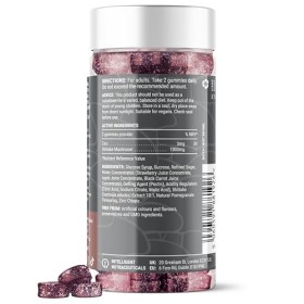 Bonbons savoureux Shiitake – 1000mg de champignon Shiitake, zinc – Cheveux, peau & ongles – Saveur cerise – 60 gummies végane