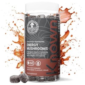 Bonbons énergétiques aux champignons – Vitamines B & Cordyceps – Énergie & Fatigue – Saveur fruits rouges – 60 gummies végane