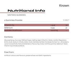 Bonbons savoureux Maitake – 1000mg de champignon Maitake avec vitamine D3 – Soutien immunitaire – Saveur sureau – 60 gummies 