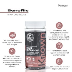 Gommes de Champignons Complément pour le Cerveau par Known Nutrition | Soutien Cérébral avec Cordyceps et Crinière de Lion | 