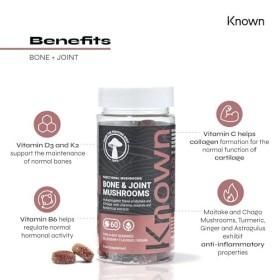 Gommes de Champignons Soutien Os & Articulations avec Maitake, Chaga, Vitamine D3 & K2 | Délicieuse Saveur Naturelle de Myrti