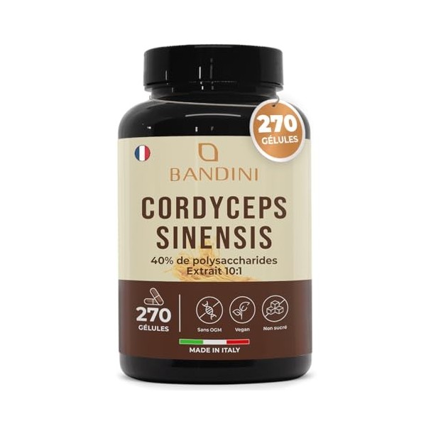 Bandini® Cordyceps Sinensis 6.500mg - 270 Gélules - Extrait de champignon vital CS-4 10:1 - Énergie & Performance Sportive 