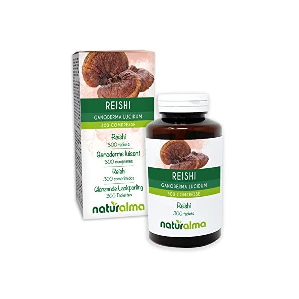 Ganoderme luisant ou Reishi Ganoderma lucidum champignon Naturalma - 150 g - 300 comprimés - Complément alimentaire - Natur