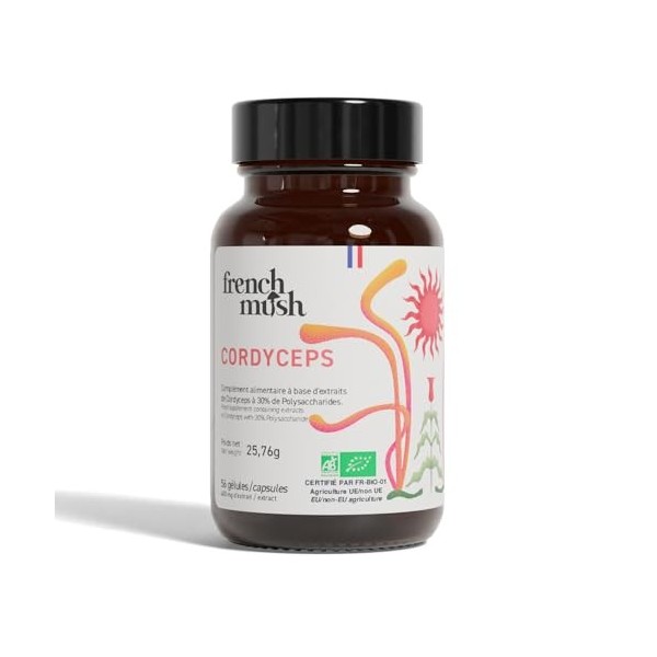 Cordyceps Bio - 56 Gélules Vegan - Champignon Pour Bien-Être, Performances Physiques, Énergie - 1 à 2 Gélules Par Jour - Comp