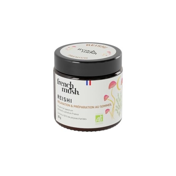 Poudre Reishi Bio - 30g Vegan - Apaisant, Qualité du Sommeil Réparateur, Relaxation - Se Mélange à Alimentation ou Boisson - 