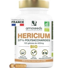 Hericium Erinaceus BIO | Champignon de la Mémoire | Hautement Dosé, 37% Polysaccharides | 120 gélules vegan | Lion’s Mane, Ve