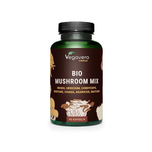 Complexe 7 Champignons BIO | Avec Extraits Biologiques : Lions mane, Maïtaké, Shiitake, Cordyceps, Reishi, Chaga, Agaricus |