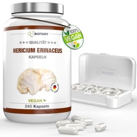 Lions Mane - 1950 mg par jour - 240 gélules - extrait 30:1 - 19 500 mg dHericium Erinaceus par gélule - avec pilulier - 30