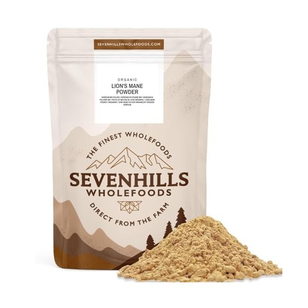 Sevenhills Wholefoods Poudre de Lion’s mane Hericium Erinaceus biologique 100g, champignons crinière de lion