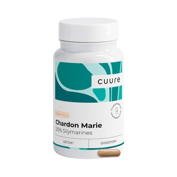 Chardon Marie Detox Foie - CUURE - 30 Jours - 5 Fois Plus Assimilable Avec Phytosome® - 20% de Silymarine - Regénération & Pr