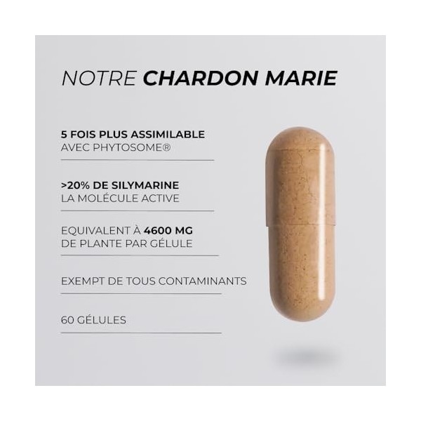 Chardon Marie Detox Foie - CUURE - 30 Jours - 5 Fois Plus Assimilable Avec Phytosome® - 20% de Silymarine - Regénération & Pr