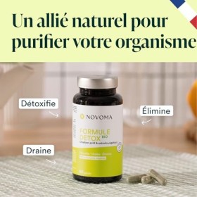NOVOMA Formule Détox Bio, Purification Foie & Digestion, Avec Charbon Actif, Chardon-Marie, Chlorella & Gingembre, Cure de 1 