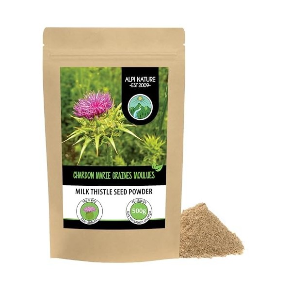 Graines de chardon-Marie moulues 1kg , 100% naturelles et pures, séchées doucement et moulues Chardon-marie