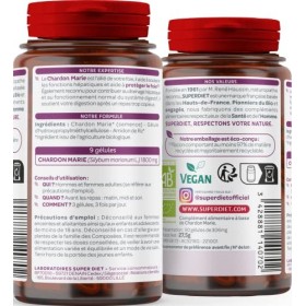 SUPERDIET – CHARDON MARIE BIO - Protection du foie – Phytothérapie – Fabrication Française – 90 gélules