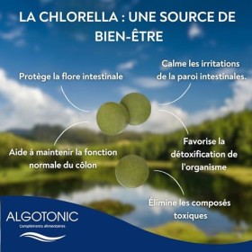Algotonic - Chlorella Bio 100% PURE - 500 comprimés - Complément Alimentaire - Poudre de Chlorella vulgaris - Maintien d’une 