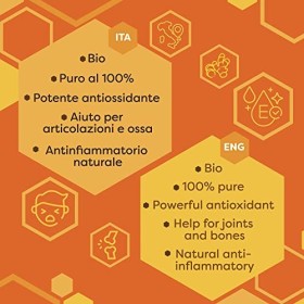 ERBOTECH Curcuma BIO gélules, paquet de 200g, env. 280 gélules, 100% pur et biologique, concentré et sans additifs, complémen