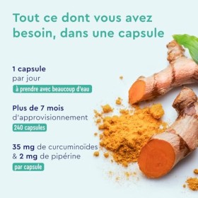 Curcuma avec Extrait de Poivre, 240 Capsules, Curcumine Pur avec Piperine dOrigine Indienne, 7 Mois de Cure, 700 mg par Dose
