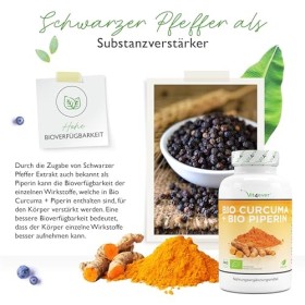 Curcuma Bio - 240 gélules avec 750 mg de curcuma issu de lagriculture biologique contrôlée - fortement dosé avec 37,5 mg de 