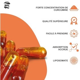 Curcuma Gelules à absorption immédiate avec effet anti inflammatoire naturel puissant Haute Absorption de la Curcumine - 90 C