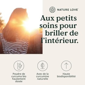 NATURE LOVE Curcuma Bio - 240 gélules - avec de la curcumine issue du curcuma et de la pipérine issue de poivre noir - hautem