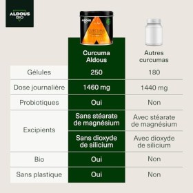 2 x 250 Gélules de PROBIOTIQUES + Curcuma BIO avec Gingembre et Poivre Noir - 1460mg par Jour pour 4 Mois - Avec Curcumin Bio