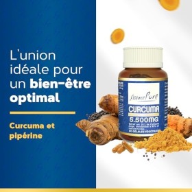 Curcuma Piperine 5500mg Essence Pure | Anti Inflammatoire Naturel | 95% Curcumine, 25x fois plus concentrée | Avec Poivre Noi