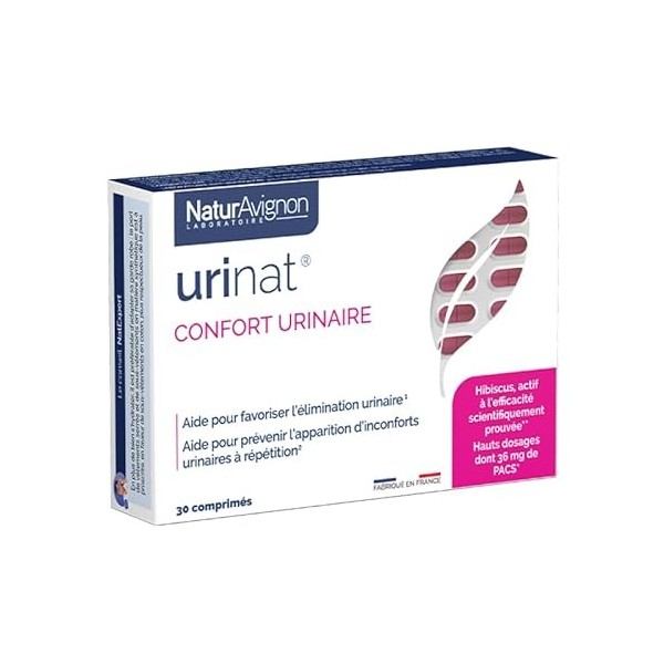 NaturAvignon Urinat | complement alimentaire confort urinaire et intime | Cranberry canneberge hibiscus et orthosiphon | 36 m