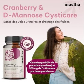 Complément alimentaire Canneberge et D-Mannose, 670 mg, 60 gélules végétales, 40,2 g, 100% Vegan