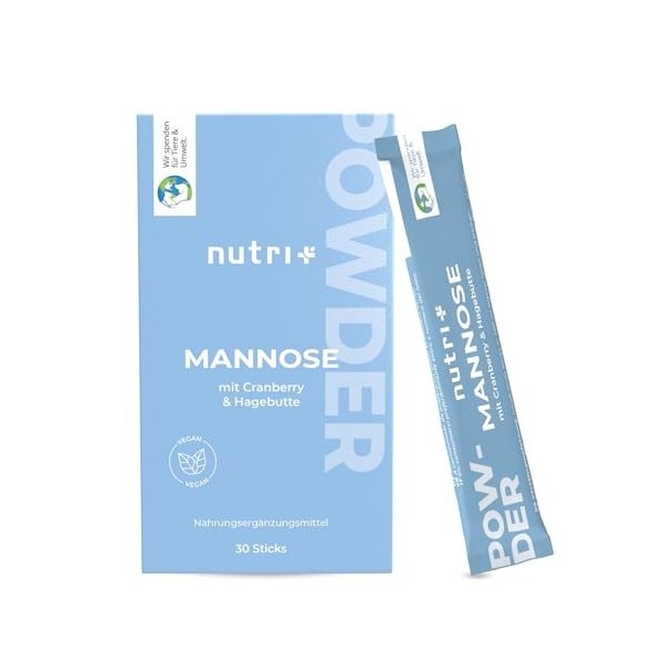Nutri + Poudre de D-Mannose avec Canneberge, L-Méthionine et Cynorrhodon - purement végétal développé par nutritionnistes - 3