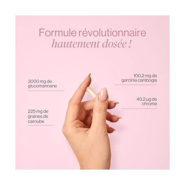Glucomannan Konjac 3000 mg, Gélules à Haute Dose avec Chrome, Garcinia Cambogia et Extrait de Caroubier, Végétalien, 180 Gé