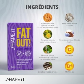 Fat Out! Night Slimmer, Garcinia cambogia, Chicorée, Choline, Mélisse, Caroube, Inuline, Vitamines C et B6 - Pour 30 jours pa