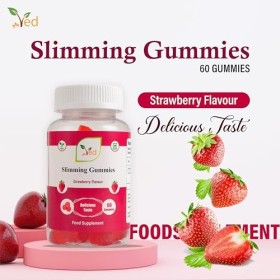 Gélifiés amincissants Ved SLM Chews Arôme Fraise, Garcinia Cambogia avec Extrait de Café Vert Gummies, Supplément Végétalien 