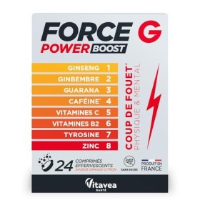 Force G Power Boost - Complément alimentaire énergie - Ginseng, Gingembre, Guarana, Caféine,Vitamine C & B2, Zinc - 8 actifs 