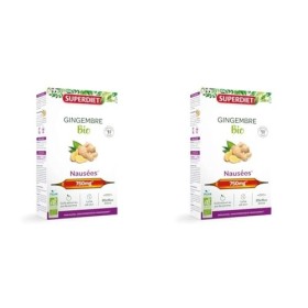 SUPERDIET - GINGEMBRE BIO - Nausées, Mal des transports, Grossesse -100% Pur jus - Fabriqué en France - 20 ampoules de 15 ml 