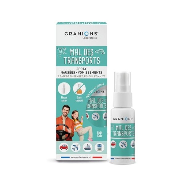 GRANIONS - Spray Mal des Transports Enfant et Adulte - Contre Nausées et Vomissements - Voyage Voiture Enfant - Complément Al