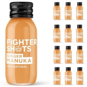 Fighter Shots Gingembre + Miel de Manuka 12x60ml | Pour la digestion | Renforce limmunité | 100% Naturel | Sans conservate