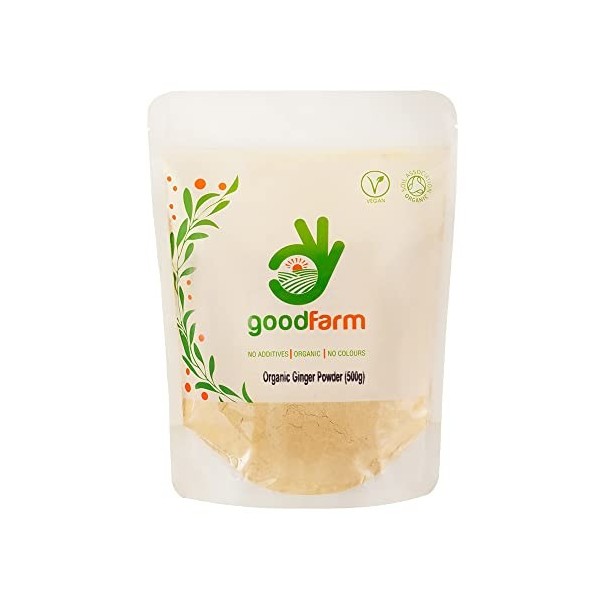 GoodFarm Bio Poudre de Gingembre 500g - Qualité supérieure, certifié biologique | Arôme et goût supérieurs | Excellent ajout