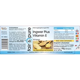 Fair & Pure® - Ginger Plus Vitamine E - 600 mg par jour - végan - 180 gélules de gingembre