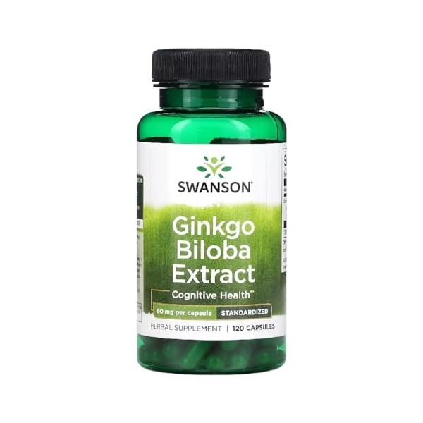 Swanson - Ginkgo Biloba | Soutien naturel pour le cerveau et la mémoire - 120 capsules