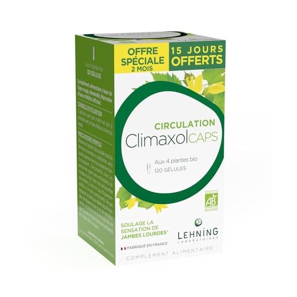 Lehning CLIMAXOLCAPS - CIRCULATION Soulage la sensation de Jambes lourdes - Boite de 120 GÉLULES